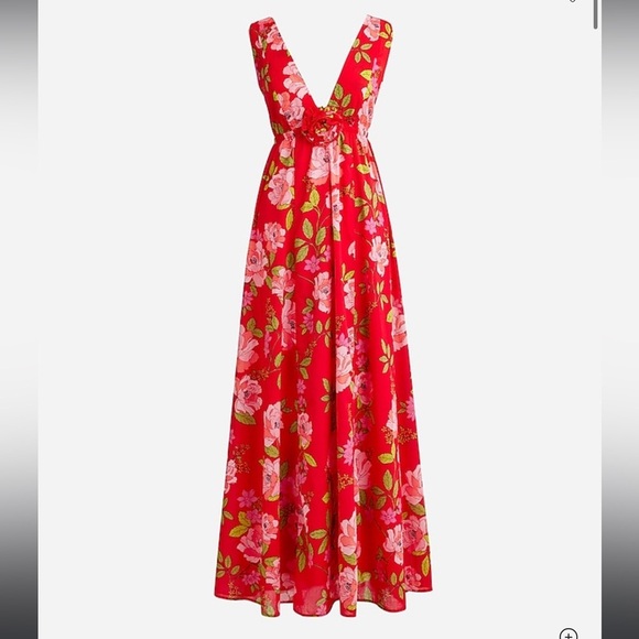 J. Crew Dresses & Skirts - J.CREW Cotton voile rosette plunge maxi dress in peony vines